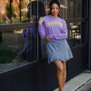 Polagram + BaeVely Denim Pleated Mini Skirt